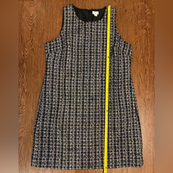 J. Crew NWT Tweed Black & Navy Sleeveless Shift Dress - Picture 9 of 9